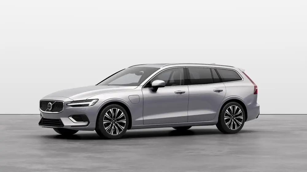 Nouveau Volvo V60 Break Ultimate Hybride rechargeable 4 roues motrices Silver Dawn 1