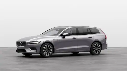 Nouveau Volvo V60 Break Ultimate Hybride rechargeable 4 roues motrices Aurora Silver