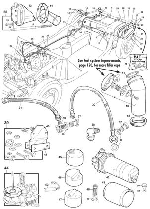 MGA 1955-1962 - Pipes, lines & hosing Fuel system 1