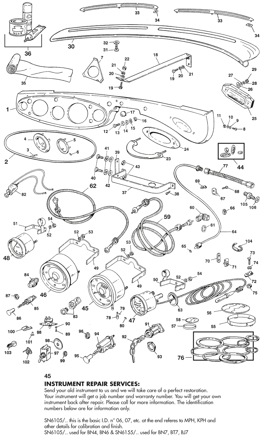 Dash instruments & swtiches 6 cyl - Dashboard & components - Electrical ...