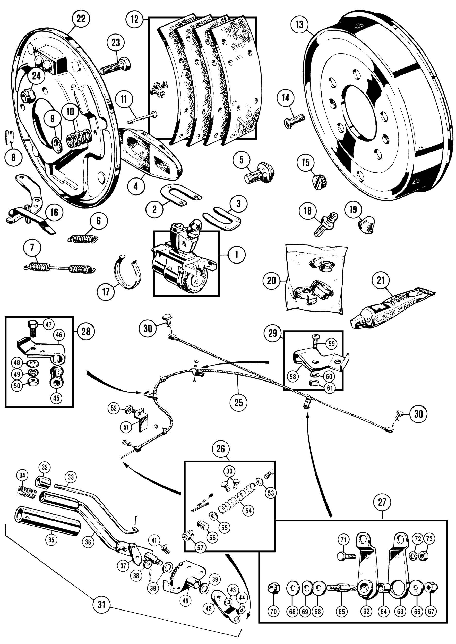 Rear & hand brake - Handbrake - Brake system - MGC 1967-1969