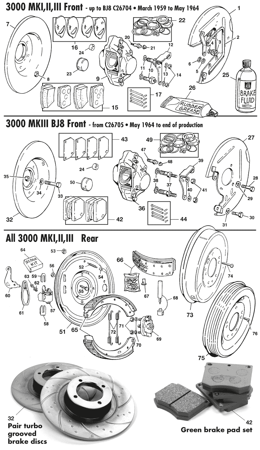 Austin Healey 1004/6 & 3000 19531968 Brake Discs