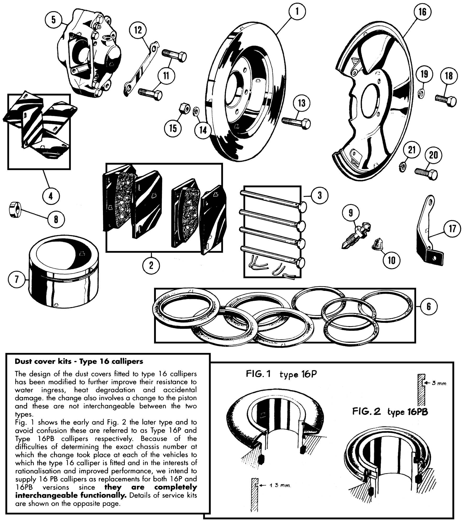 Brake caliper & disc - Brakes front & rear - Brake system - MGC 1967-1969