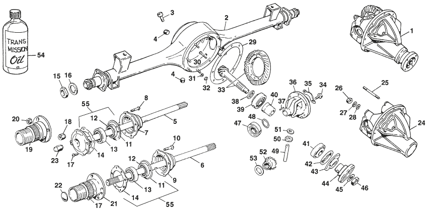 Rear axle & differential - Differential & rear axle - Gearbox, clutch ...