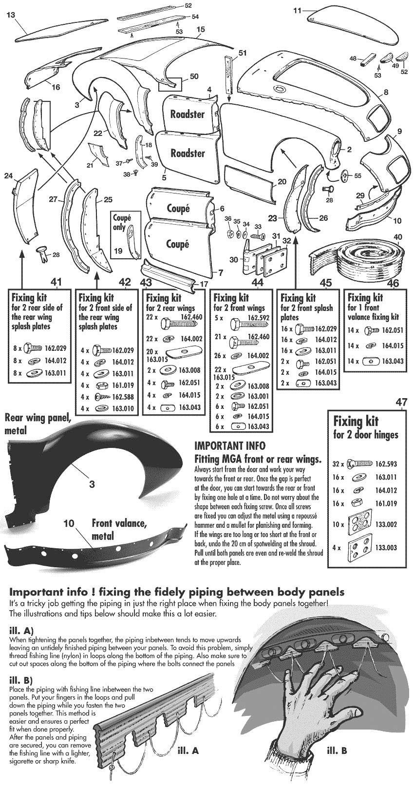 Body panels - Extenal body panels - Body & Chassis - MGA 1955-1962