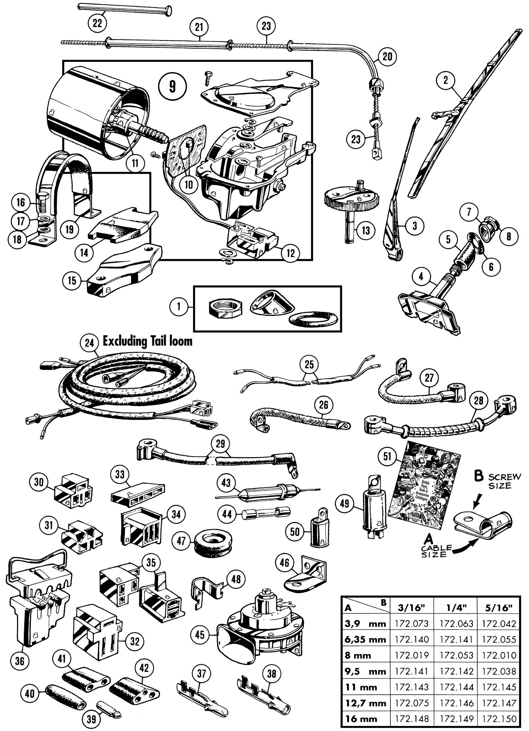 Wiper motor & wiring - Wiring looms - Electrical - MGC 1967-1969