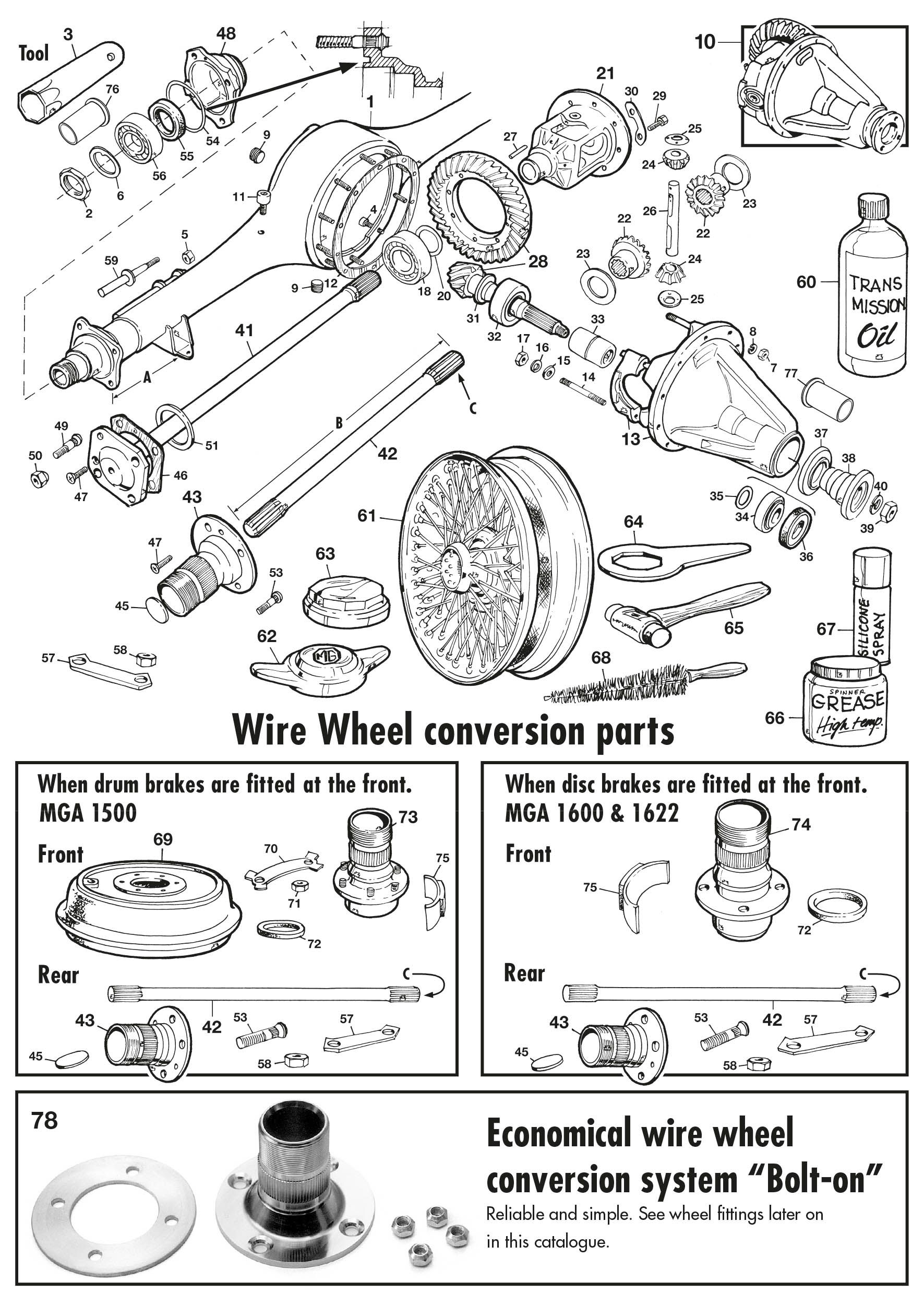a　903535 Rear axle - Wire wheels & fittings - Car wheels, suspension