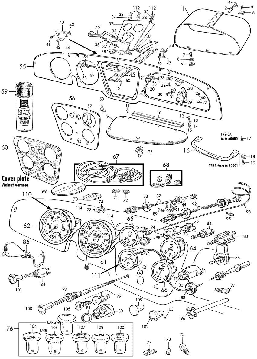 TR2-3A instruments & switches - Dashboards & components - Interior ...