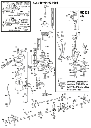 Austin Healey 100-4/6 & 3000 1953-1968 - Carburettors & Parts HS6 carburettors 3