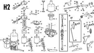 Morris Minor 1956-1971 - Throttle cables & linkages H2 Carburettors 1