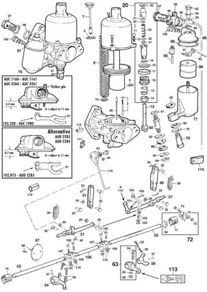 MGA 1955-1962 - Carburettors & Parts Carburettor parts 1