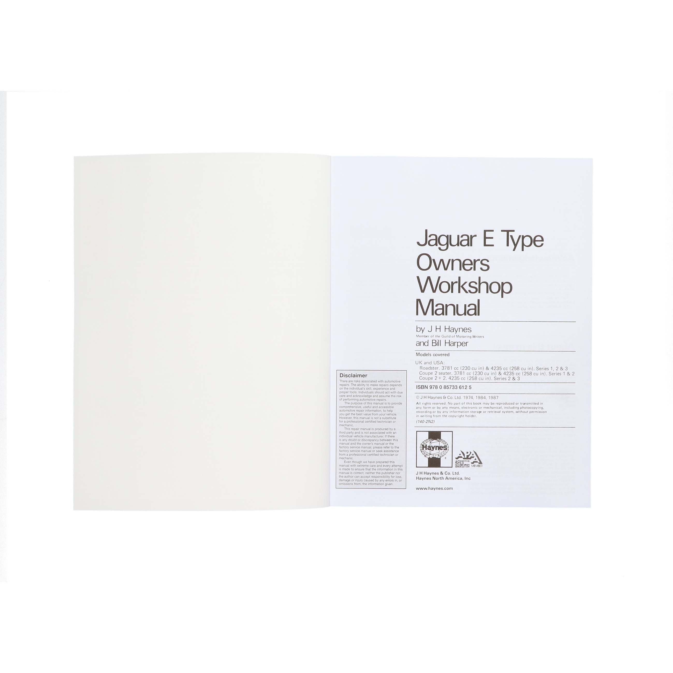 HAYNES WORKSHOP MANUAL : JAGUAR E-TYPE (1961-1972)