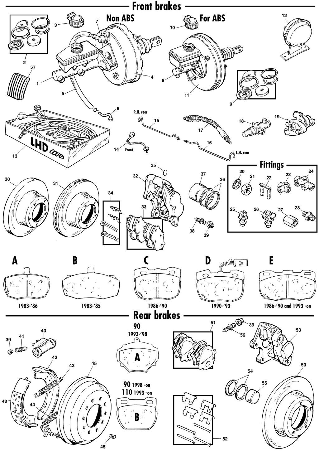 Brakes - Brakes front & rear - Brake system - Land Rover Defender 90 ...