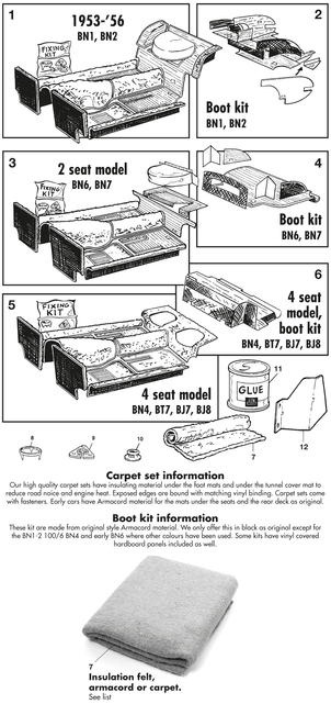 Austin Healey 100-4/6 & 3000 1953-1968 - Carpets & floor mates Interior accessories 2