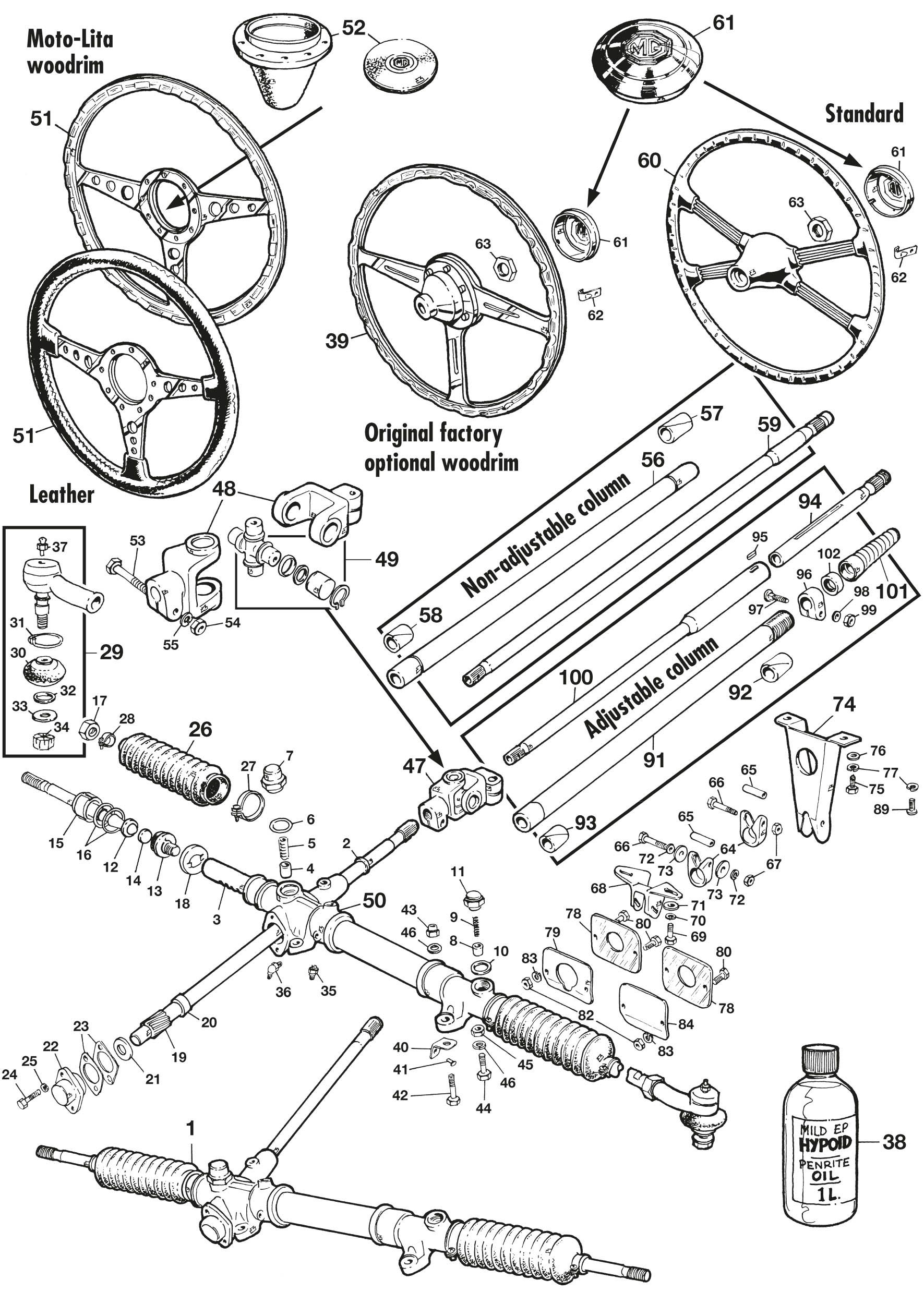 Maaaページ Steering - Steering - Car wheels, suspension & steering - MGA 1955
