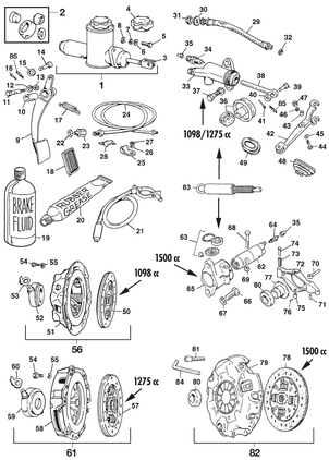 Austin-Healey Sprite 1958-1964 - Clutch kits Clutch components 1