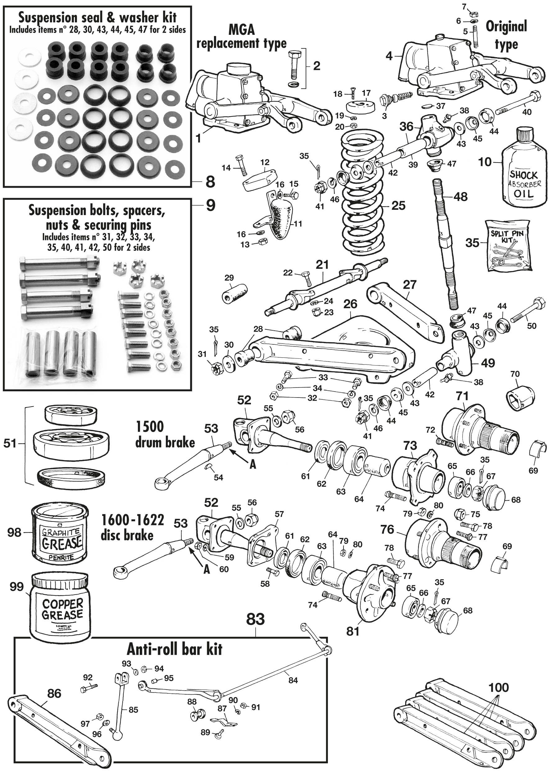 MGA 1955-1962 - Rear shock Absorbers / Dampers