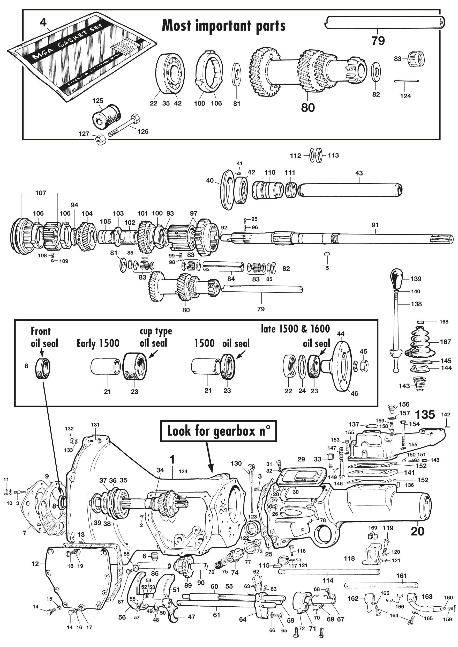 Gearbox parts - Manual gearbox - Gearbox, clutch & axle - MGA 1955-1962