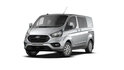 Nieuw Ford Transit custom 320L Multi use: bestelwagen met dubbele cabine L2 Limited A6 5FM - Metaalkleur "Moondust Silver"
