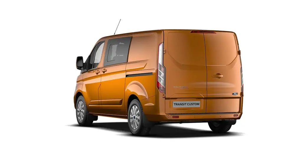 Nieuw Ford Transit custom 320L Multi use: bestelwagen met dubbele cabine L2 Limited A6 BYO - Metaalkleur: Orange Glow 2