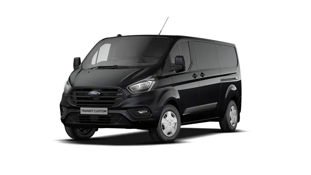 Nieuw Ford Transit custom 320L Gesloten bestelwagen L2 Trend M6 2.0 TD 130 pk N1 Euro 2ZB - Metaalkleur "Agate Black" 1